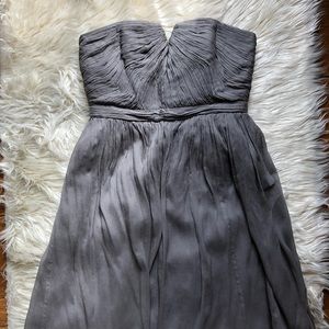J. Crew Strapless Silk Chiffon Grey Dress Sz 4